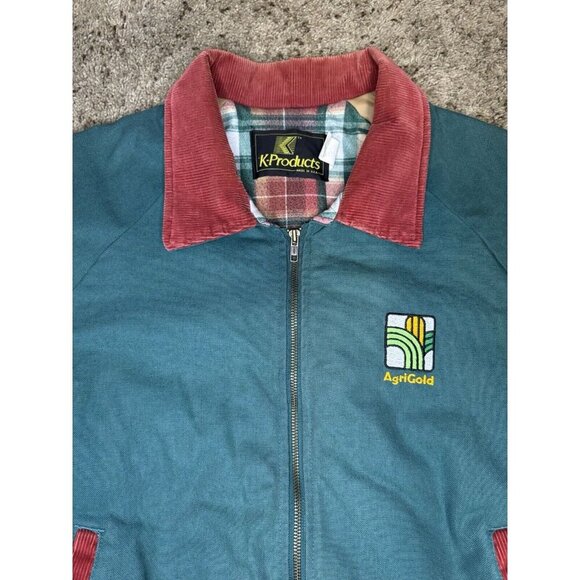 K Products Vintage Mens Bomber Jacket Agri Gold Farm Ag Marketing 90s USA XLARGE - Picture 4 of 9
